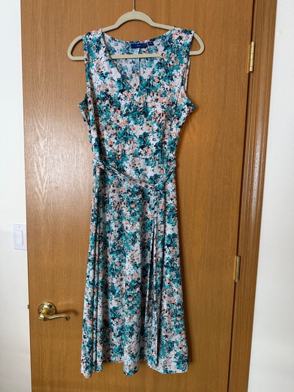 Apt. 9 Teal & Pink Floral Sleeveless Midi Dress – Size Large